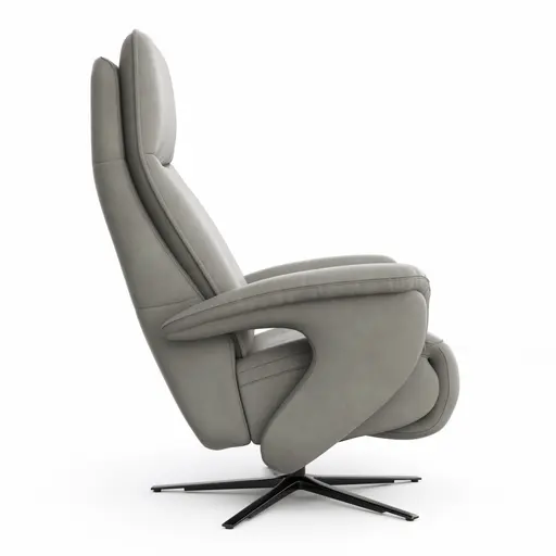 Sessel Tulsa Relax - Größe L, inkl. Maxirücken und Kopf-/Fußteil/Rückenlehne verstellbar, Leder, Graubeige