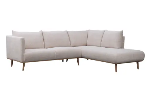 Ecksofa Mille - 2,5-Sitzer mit Ecke rechts, Stoff, Ecru