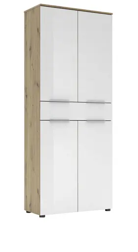 Büroschrank - B ca. 80 cm, Artisan Eiche Nachbildung, Weiß