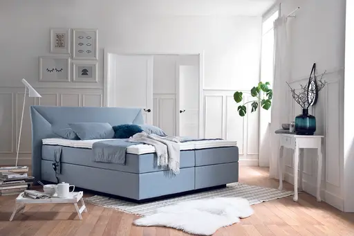 Boxspringbett - Liegefläche 180x200 cm, Hellblau