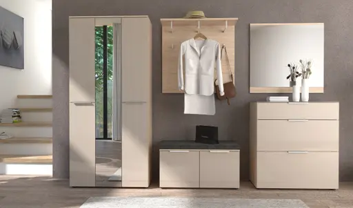 Schuhschrank - B ca. 90 cm, Riva Eiche Nachbildung, Kaschmir