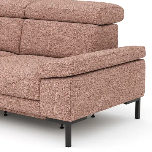 Ecksofa Hudson - Ecke links mit 2,5-Sitzer inkl. Kopfteil verstellbar, Stoff, Kupfer