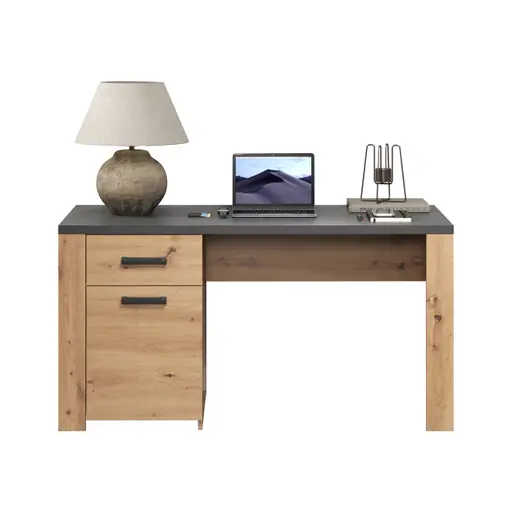 Schreibtisch - LB ca. 145x70 cm, Eiche Dekor, Graphit