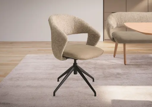 Armlehnstuhl - drehbar, Sitzhöhe/Sitztiefe verstellbar, Stoff, Mehrfarbig