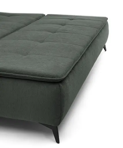 Sofa JANIN - 2-Sitzer, Schlaffunktion mit Bettkasten, Stoff, Dunkelgrün