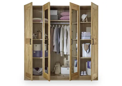 Drehtürenschrank- B ca. 202 cm, Eiche, Massiv, Geölt