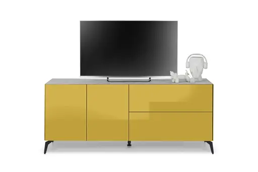 Lowboard - B ca. 181 cm, Goldgelb, Keramikoptik