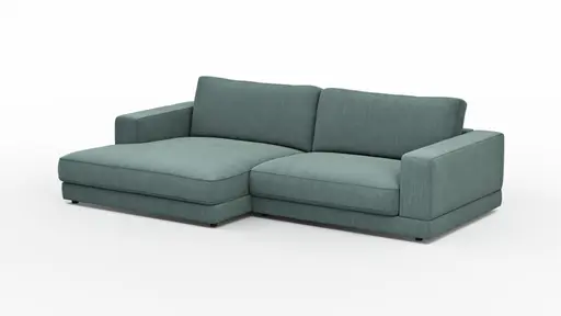 Ecksofa Juni - Longchair links mit 1,5-Sitzer, Stoff, Petrol