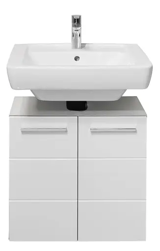 Waschebeckenunterschrank- B ca. 60 cm, Weiß Matt, Weiß Hochglanz