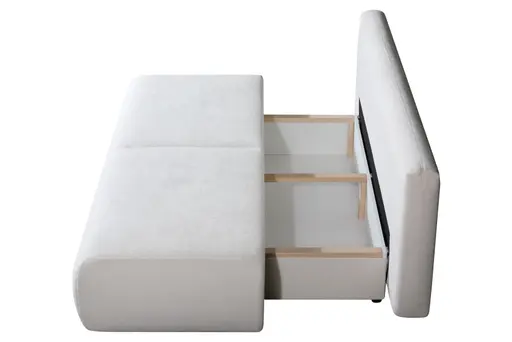 Querschläfer - Schlaffunktion mit Bettkasten, Stoff, Natur