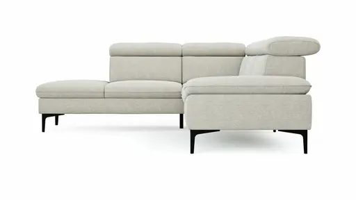 Ecksofa Felipa - Ecke links mit 2,5-Sitzer inkl. Kopfteil verstellbar, Stoff, Natur
