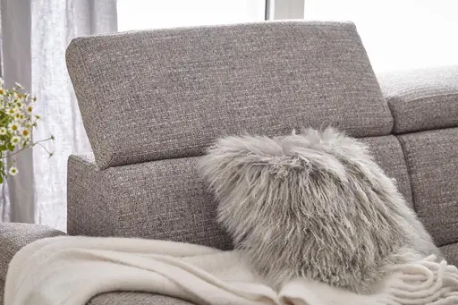 Sofa Hudson - 3-Sitzer inkl. Relaxfunktion (motorisch) und Kopfteil/Armlehnen verstellbar, Stoff, Hellgrau