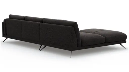 Ecksofa Valdemoro - Longchair mit 2,5-Sitzer rechts inkl. Rückenlehne verstellbar, Stoff, Anthrazit