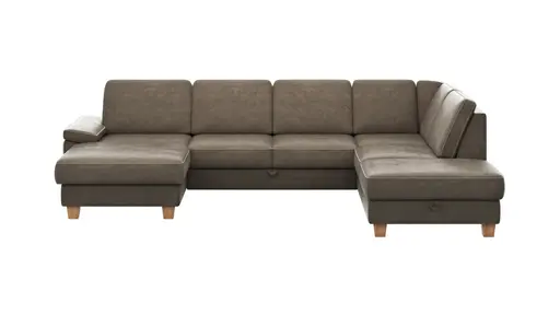 Wohnlandschaft Sommerville - Longchair links mit 2,5-Sitzer und Ecke rechts, inkl. Schlaffunktion (manuell), Stoff, Braun