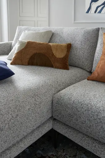 Ecksofa Cuneo Klassik - Longchair links, 2-Sitzer, Stoff, Hellgrau