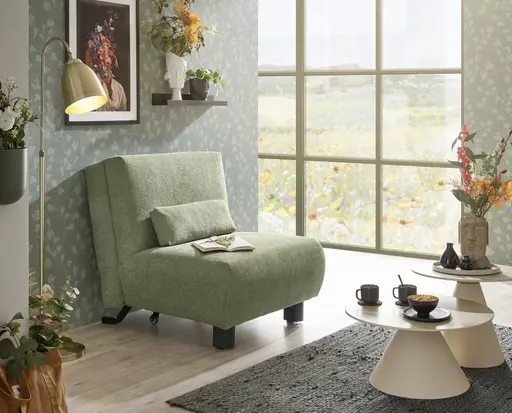  Faltsessel EBBY - ohne Armlehne inkl. Schlaffunktion, Stoff, Grün