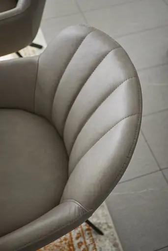 Polsterstuhl Dinner - drehbar, Leder, Graubraun