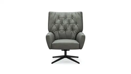 Drehsessel Maximilian - Leder, Grau