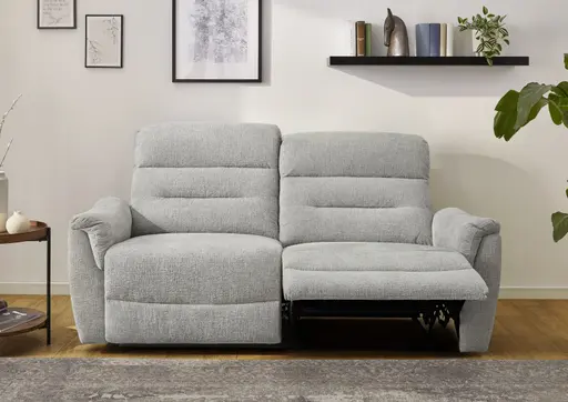 Sofa - 2,5-Sitzer, Relaxfunktion, Chenille, Hellgrau