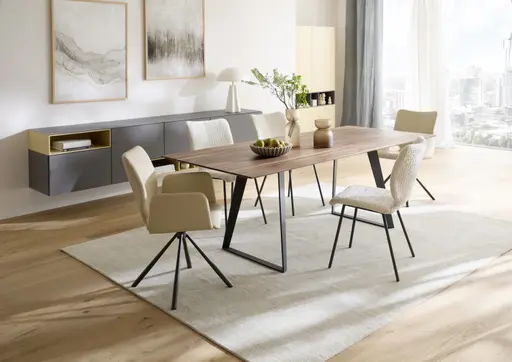 Stuhl Cupi - 4-Fuß, Stoff, Ecru