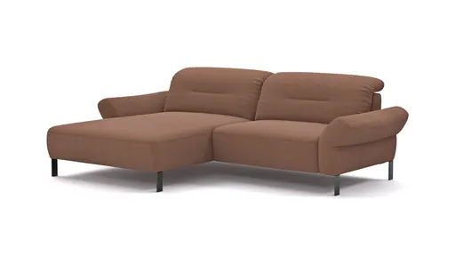 Ecksofa David - Longchair links mit 1,5-Sitzer inkl. Kopfstütze/Armlehne verstellbar, Stoff,  Rost