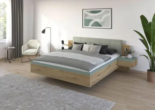 Battanlage ROMANA- Liegefläche ca. 180x200 cm, Eiche Dekor, Salbei