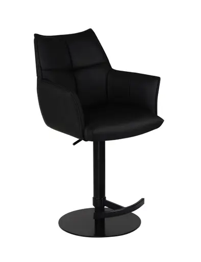 Barhocker MELE - drehbar, höhenverstellbar, Leder, Schwarz