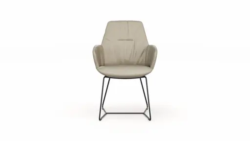 Armlehnstuhl Pegara - Leder, Graubraun, Kufe