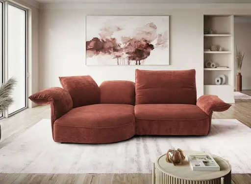 Ecksofa - Ecke links mit 1-Sitzer, Kopfteil/Armlehne verstellbar, Stoff, Rost