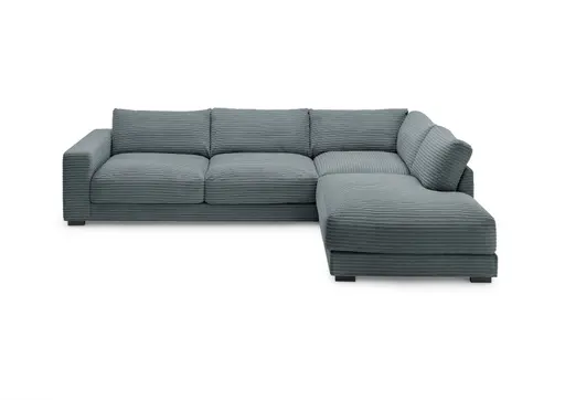 Ecksofa - 3-Sitzer mit Ecke rechts, Cord, Azur