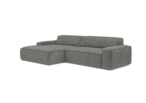 Ecksofa - Longchair links mit 2-Sitzer, Sitzvorzug motorisch, Stoff, Graphit