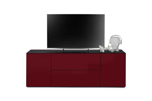 Lowboard - B ca. 181 cm, Bordeauxrot, Keramikoptik