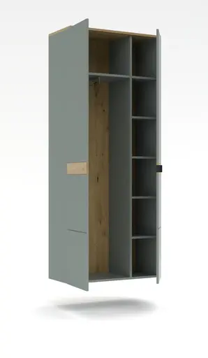 Garderobenschrank - B ca. 75 cm, Schilfgrün, Artisan Eiche Nachbildung