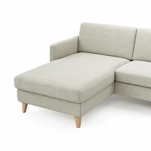 Ecksofa Arima - Longchair links mit 2,5-Sitzer, Stoff, Creme