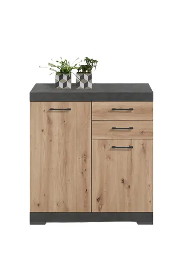 Kommode - Grau, Eiche Dekor
