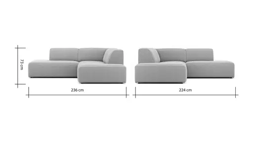 Ecksofa Elementos - Ecke links mit 2,5-Sitzer, Stoff, Natur
