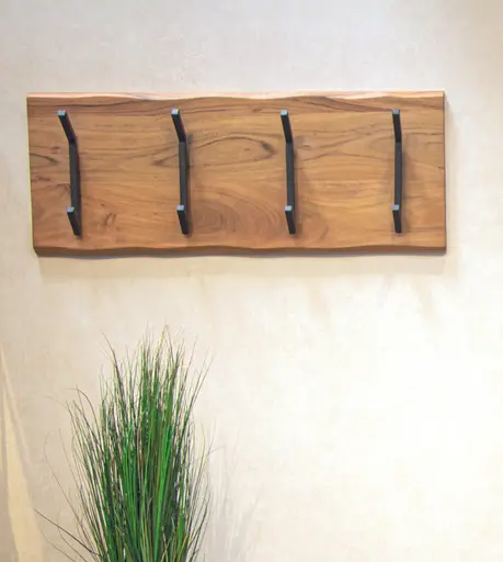 Wandgarderobe - B ca. 90 cm, Akazie, Schwarz