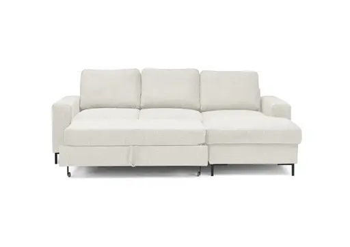 Ecksofa - 2-Sitzer mit Longchair rechts, Stoff, Creme