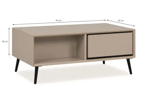 Couchtisch - LB ca. 94x55 cm, Sand, Schwarz