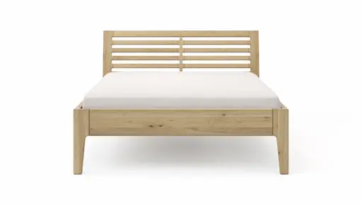 Bettgestell 1660 - Liegefläche ca. 140x200 cm, Wildeiche massiv, bianco geölt