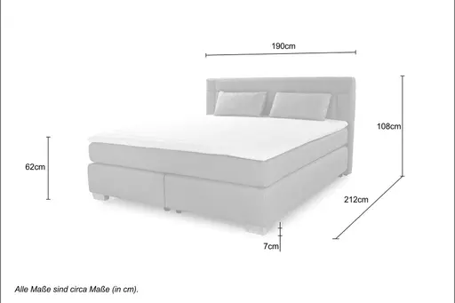 Boxspringbett- Liegefläche ca. 180x200 cm, Stoff, Beige