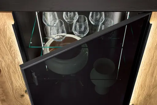 Highboard mit Beleuchtung - Asteiche massiv