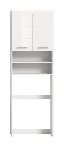 Waschmaschinenüberbau - B ca. 63 cm, Weiß, Weiß Hochglanz