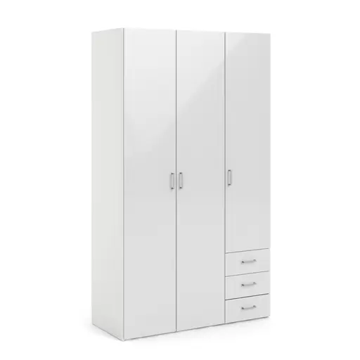 Drehtürenschrank- B ca. 116 cm, Weiß, Hochglanz