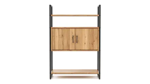 Regal Farmingdale - mit Holztür, Eiche massiv, natur geölt