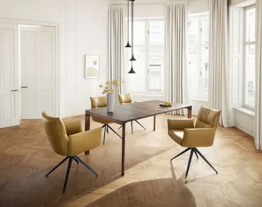 Esstisch 3400 - ausziehbar, LB ca. 220x100 cm, Astiger Nussbaum massiv