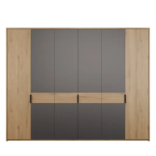 Drehtürenschrank FALLEA- B ca. 265 cm, Wildeiche Natur, Dunkelgrau