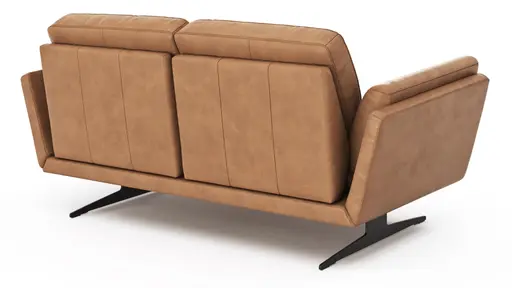 Sofa Tova - 2-Sitzer inkl. Rücken- und Armlehnfunktion, Kufe, Leder, Cognac