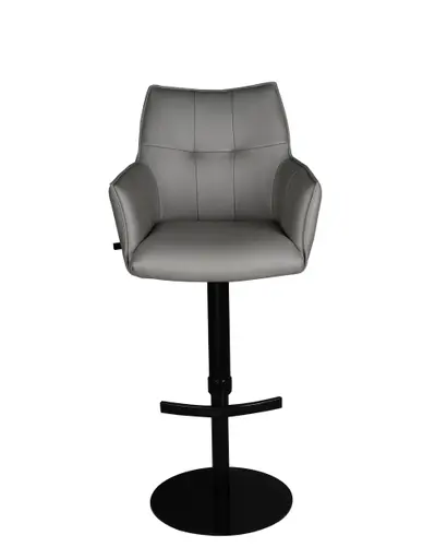 Barhocker MAKANA - drehbar, höhenverstellbar, Stoff, Hellgrau