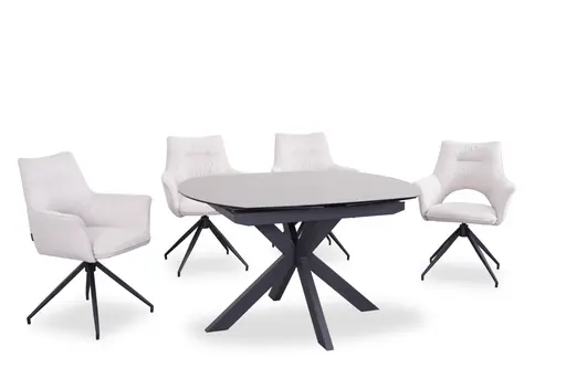 Esstisch MEGGIE - ausziehbar, LB ca. 130x100 cm, Glaskeramik, Grau